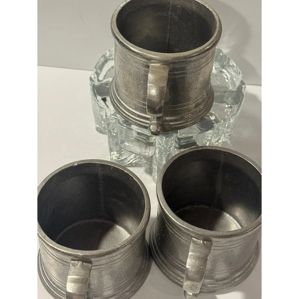 Vintage Pewter Mini Tankard‎ Mugs Set of 3 USA Metal Shot Cups Barware